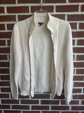 J. Crew Chunky Linen- Cotton Blend Button Cardigan Sweater - Cream/ Ivory Small